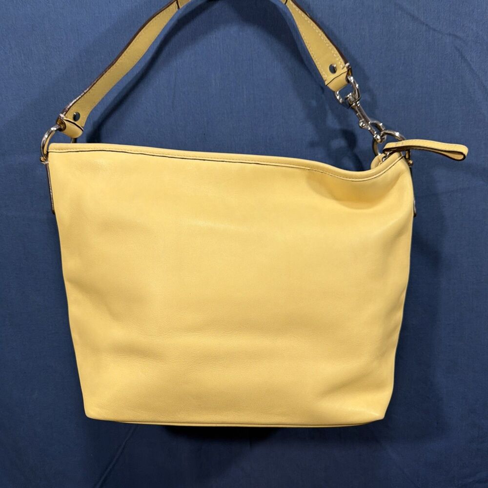 Vtg Coach Sarah Yellow Leather Hobo Shoulder Bag F13094 Y2K Minimalist Slouchy